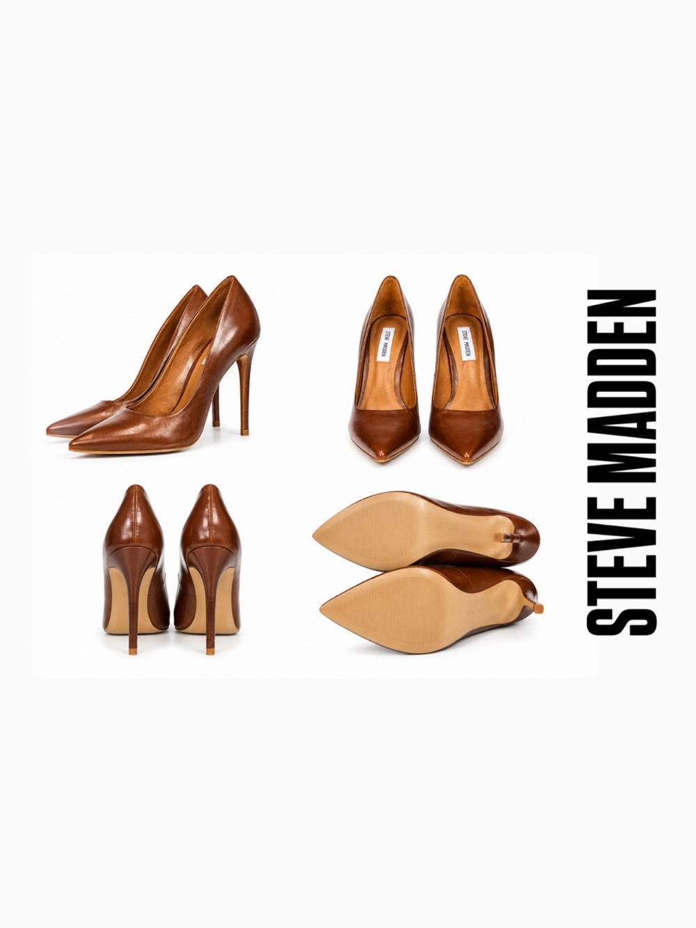 Steve Madden Brown Leather Pointed Toe Stiletto Pumps